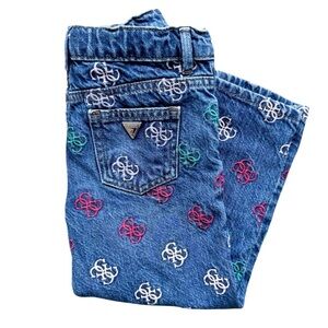 Guess Embroidered Logo AOP Adjustable Waist Denim Jeans Youth Size (5)